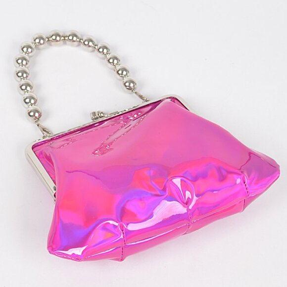 BNWT Brand New Holographic Ball Chain Top Handle ClutchBag Crossbody Bag - Picture 4 of 7